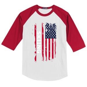 Skiing And Skiers Usa Gift Kids Colorblock Raglan Jersey