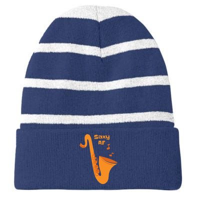 Saxy AF Striped Beanie with Solid Band