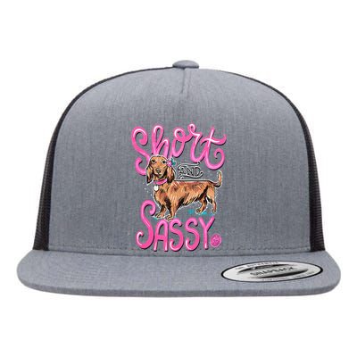 Short And Sassy Funny Dachshund Lover Dog Flat Bill Trucker Hat