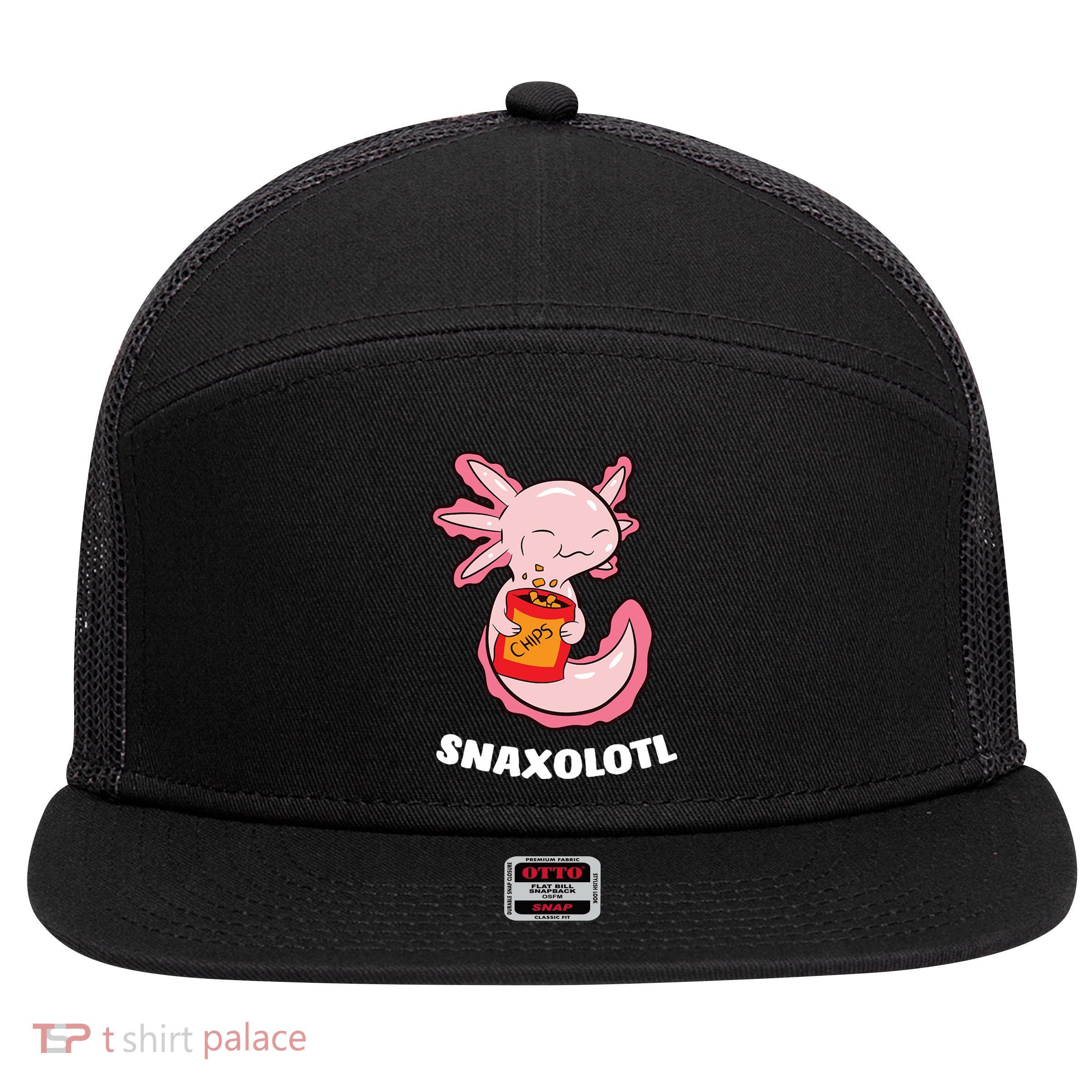 Snaxolotl Axolotls 7 Panel Mesh Trucker Snapback Hat