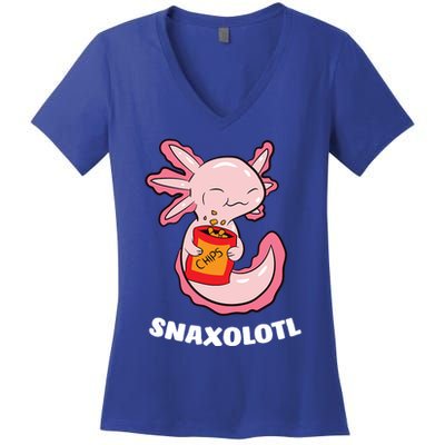 Snaxolotl Axolotls Women's V-Neck T-Shirt