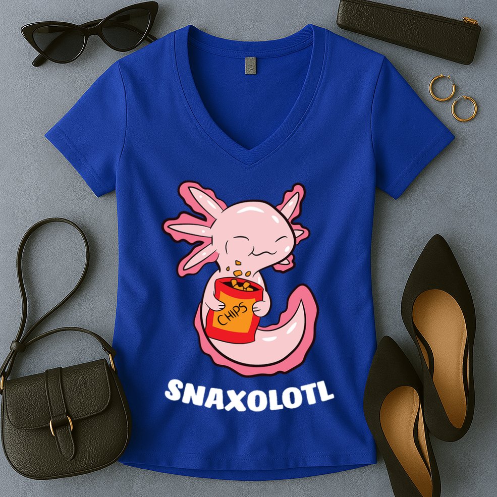 Snaxolotl Axolotls Women's V-Neck T-Shirt
