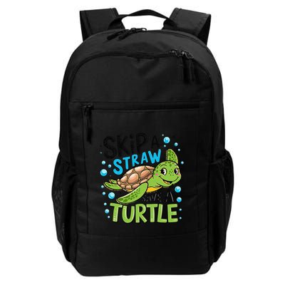 Skip A Straw Save A Turtle Earth Day Retro Daily Commute Backpack
