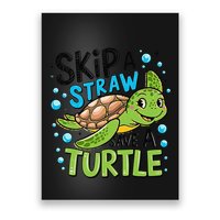Skip A Straw Save A Turtle Earth Day Retro Poster
