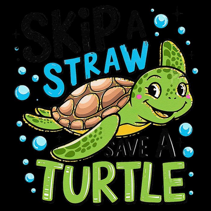 Skip A Straw Save A Turtle Earth Day Retro Poster