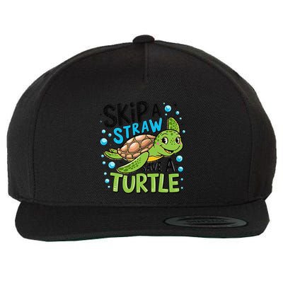 Skip A Straw Save A Turtle Earth Day Retro Wool Snapback Cap