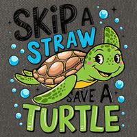 Skip A Straw Save A Turtle Earth Day Retro Cotton Canvas Backpack