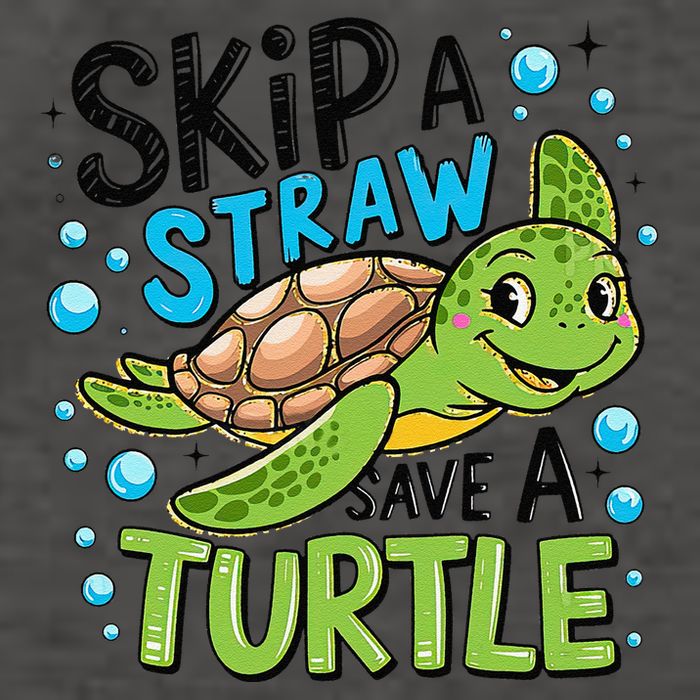 Skip A Straw Save A Turtle Earth Day Retro Vector Backpack