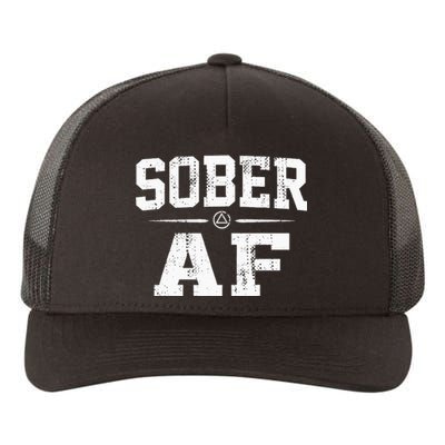 Sober AF Sobriety AA Alcoholics Anonymous Recovery Addiction Yupoong Adult 5-Panel Trucker Hat