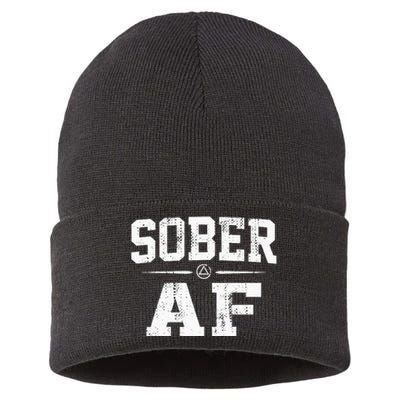 Sober AF Sobriety AA Alcoholics Anonymous Recovery Addiction Sustainable Knit Beanie