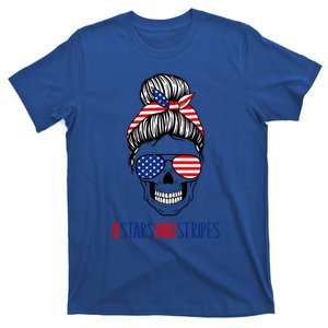 Stars And Stripes Fourth Of July Skull Funny Gift T-Shirt