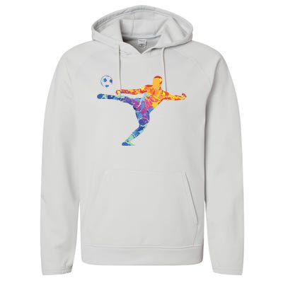 Soccer Athlete Sports Drawing Performance Fleece Hoodie