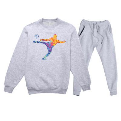 Soccer Athlete Sports Drawing Premium Crewneck Sweatsuit Set