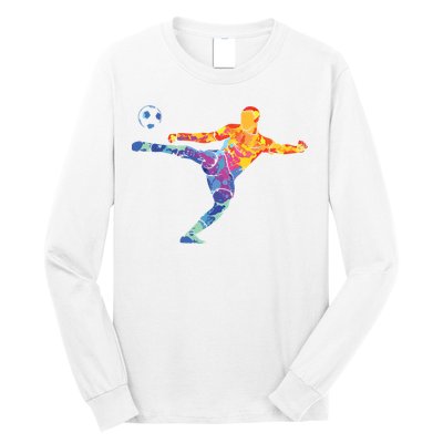 Soccer Athlete Sports Drawing Long Sleeve Shirt