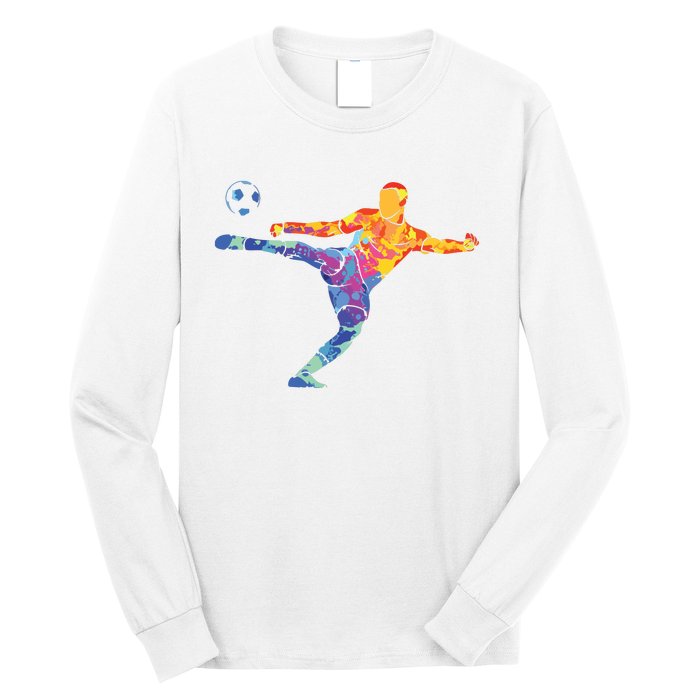 Soccer Athlete Sports Drawing Long Sleeve Shirt