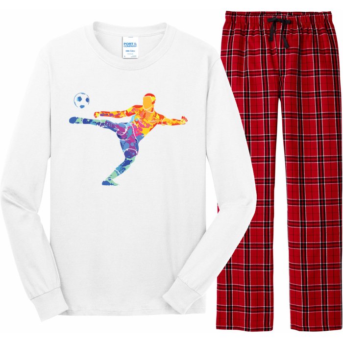 Soccer Athlete Sports Drawing Long Sleeve Pajama Set