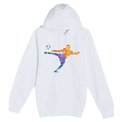 Soccer Athlete Sports Drawing Premium Pullover Hoodie