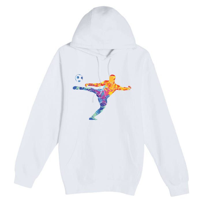 Soccer Athlete Sports Drawing Premium Pullover Hoodie