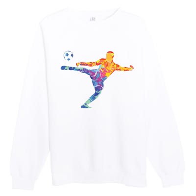 Soccer Athlete Sports Drawing Premium Crewneck Sweatshirt