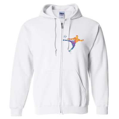 Soccer Athlete Sports Drawing Full Zip Hoodie