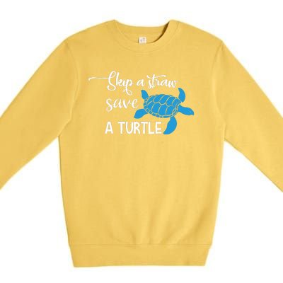 Skip A Straw Save A Turtle Premium Crewneck Sweatshirt