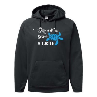 Skip A Straw Save A Turtle Performance Fleece Hoodie