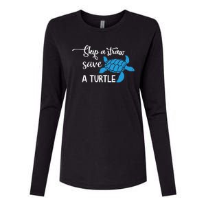 Skip A Straw Save A Turtle Womens Cotton Relaxed Long Sleeve T-Shirt