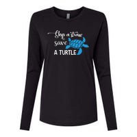 Skip A Straw Save A Turtle Womens Cotton Relaxed Long Sleeve T-Shirt