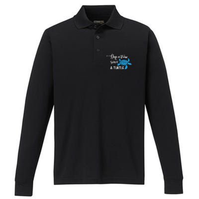 Skip A Straw Save A Turtle Performance Long Sleeve Polo