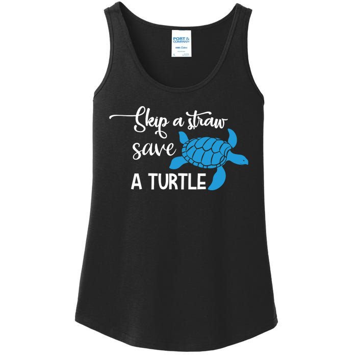 Skip A Straw Save A Turtle Ladies Essential Tank