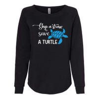 Skip A Straw Save A Turtle Womens California Wash Sweatshirt