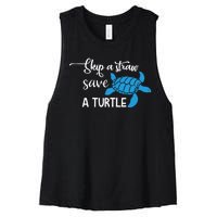 Skip A Straw Save A Turtle Women's Racerback Cropped Tank