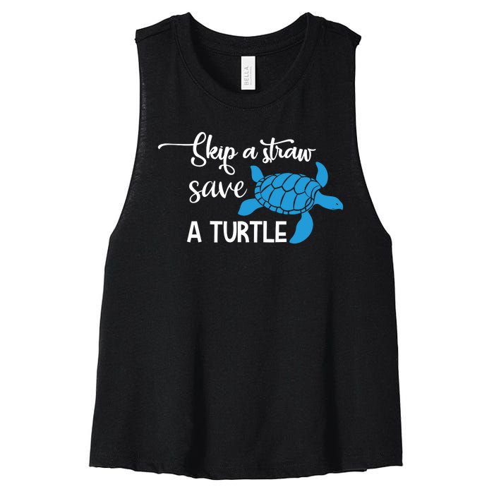 Skip A Straw Save A Turtle Women's Racerback Cropped Tank