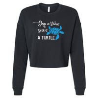 Skip A Straw Save A Turtle Cropped Pullover Crew