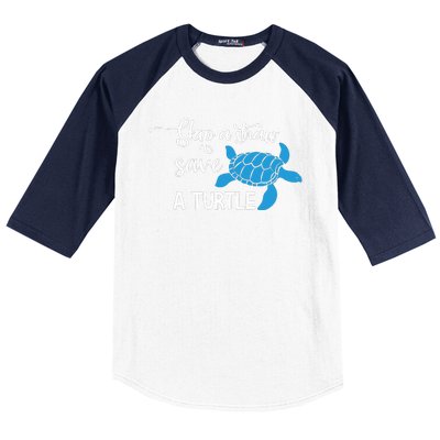 Skip A Straw Save A Turtle Baseball Sleeve Shirt