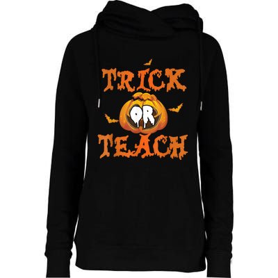 Spooky And Smart: Trick Or Teach Halloween Womens Funnel Neck Pullover Hood