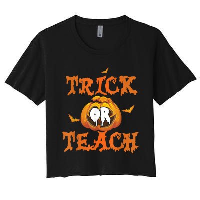 Spooky And Smart: Trick Or Teach Halloween Women's Crop Top Tee