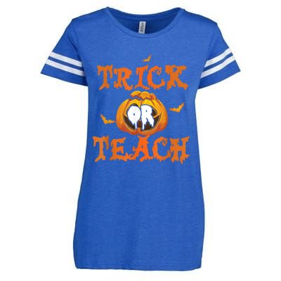 Spooky And Smart: Trick Or Teach Halloween Enza Ladies Jersey Football T-Shirt