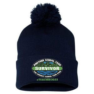 Survivor Another School Year The Longest School Year Ever #Teacher 2022 Pom Pom 12in Knit Beanie