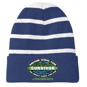 Survivor Another School Year The Longest School Year Ever #Teacher 2022 Striped Beanie with Solid Band