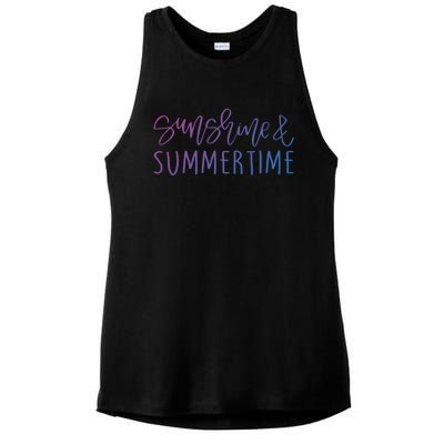 Sunshine And Summertime Funny Summer Saying Fun In The Sun Meaningful Gift Ladies PosiCharge Tri-Blend Wicking Tank