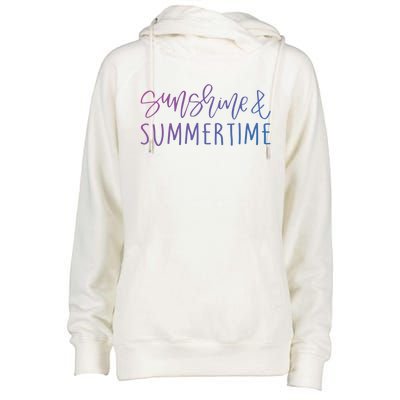 Sunshine And Summertime Funny Summer Saying Fun In The Sun Meaningful Gift Womens Funnel Neck Pullover Hood