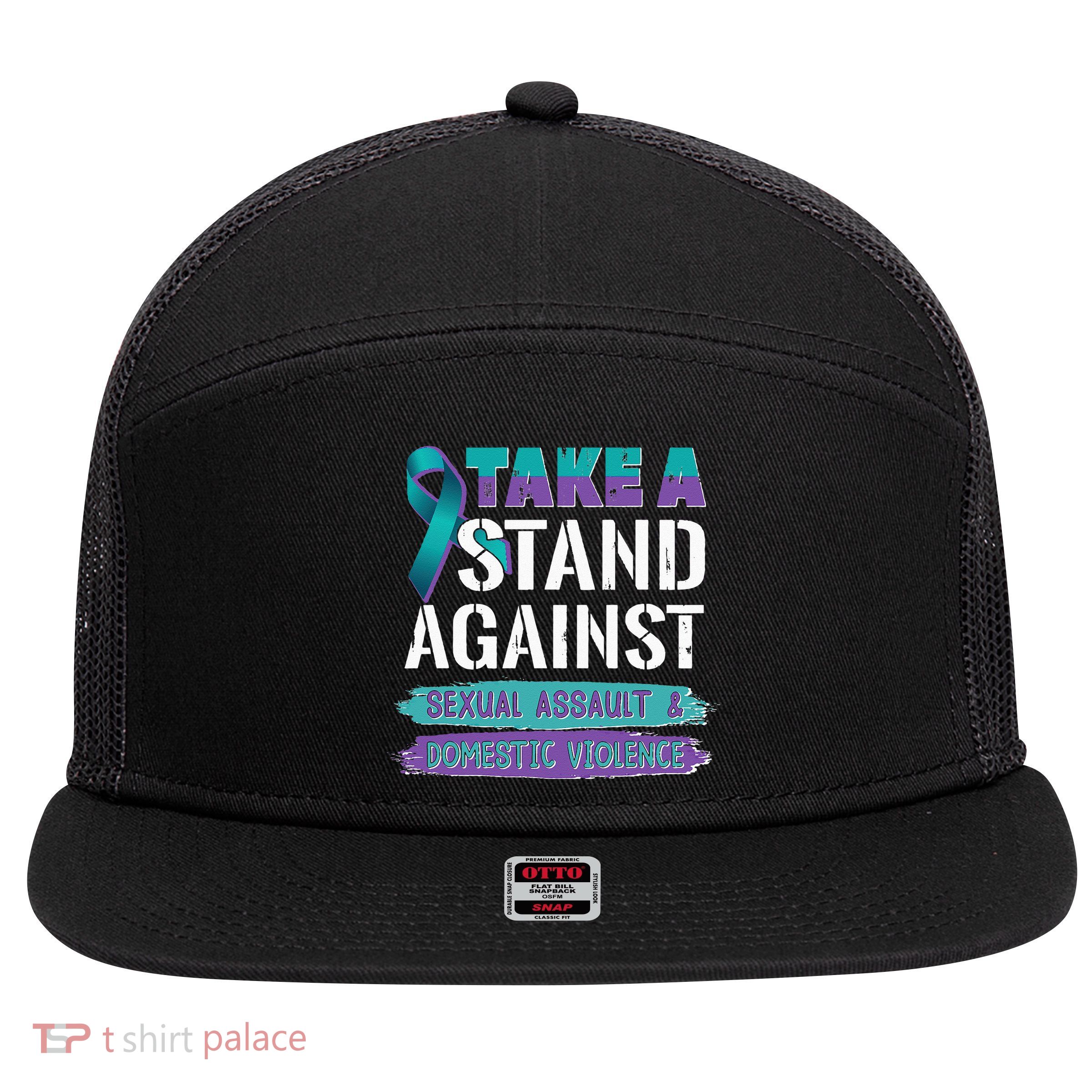 Stand Against Sexual Assault & Domestic Violence Awareness 7 Panel Mesh Trucker Snapback Hat
