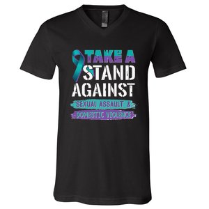 Stand Against Sexual Assault & Domestic Violence Awareness V-Neck T-Shirt