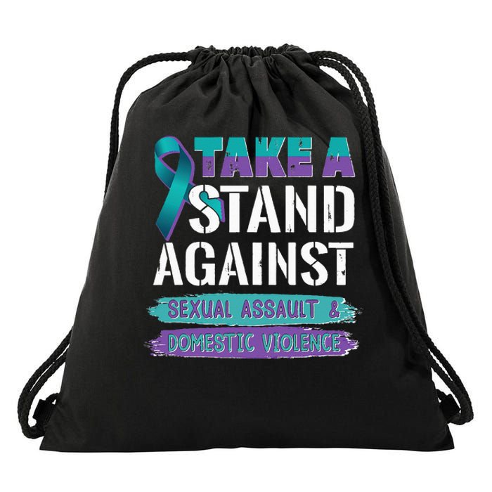 Stand Against Sexual Assault & Domestic Violence Awareness Drawstring Bag