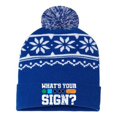 Ski And Snowboard Whats Your Sign? Winter Sport Funny Gift USA-Made Snowflake Beanie