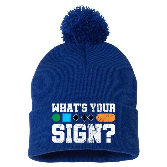 Ski And Snowboard Whats Your Sign? Winter Sport Funny Gift Pom Pom 12in Knit Beanie