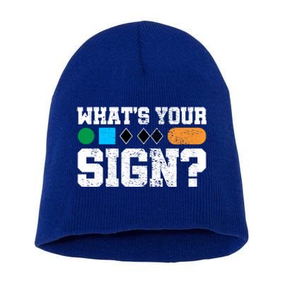 Ski And Snowboard Whats Your Sign? Winter Sport Funny Gift Short Acrylic Beanie