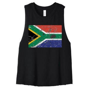 South Africa Stone Flag Women's Racerback Cropped Tank