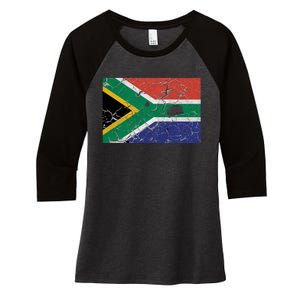 South Africa Stone Flag Women's Tri-Blend 3/4-Sleeve Raglan Shirt